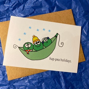 Felices fiestas -- Handmade Pea Card -- Postal navideña