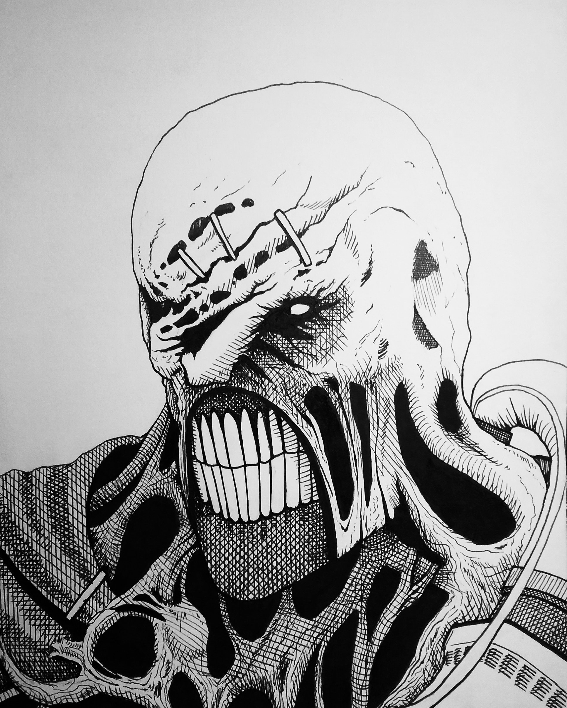 Nemesis Resident Evil 3 Original Ink Drawing Etsy