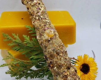 Witch's Torch, Mullein Torch, Herbal Candle, Beeswax Candle