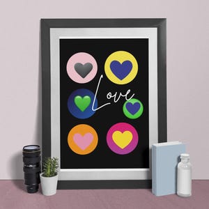 Celebrate love art, neon hearts art, art for lovers, neon colors art, love quote art, valentines gift art friend gift art inspirational art