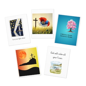 Juego de tarjetas de felicitación religiosas, tarjetas de felicitación inspiradoras, tarjetas de notas cristianas, tarjetas con versículos bíblicos, papelería religiosa, pensando en ti