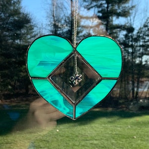 Stained Glass Heart Suncatcher: Autism Puzzle Piece Ornament