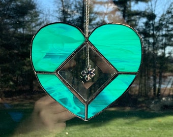 Stained Glass Heart Suncatcher: Autism Puzzle Piece Ornament