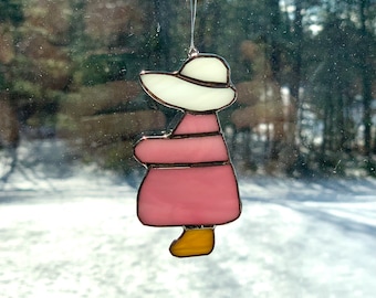 Sunbonnet Sue stained glass sun catcher Christmas gift Baby Shower gift Sun Bonnet Sue