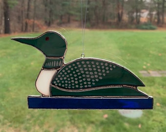 Stained Glass Loon SunCatcher Ornament