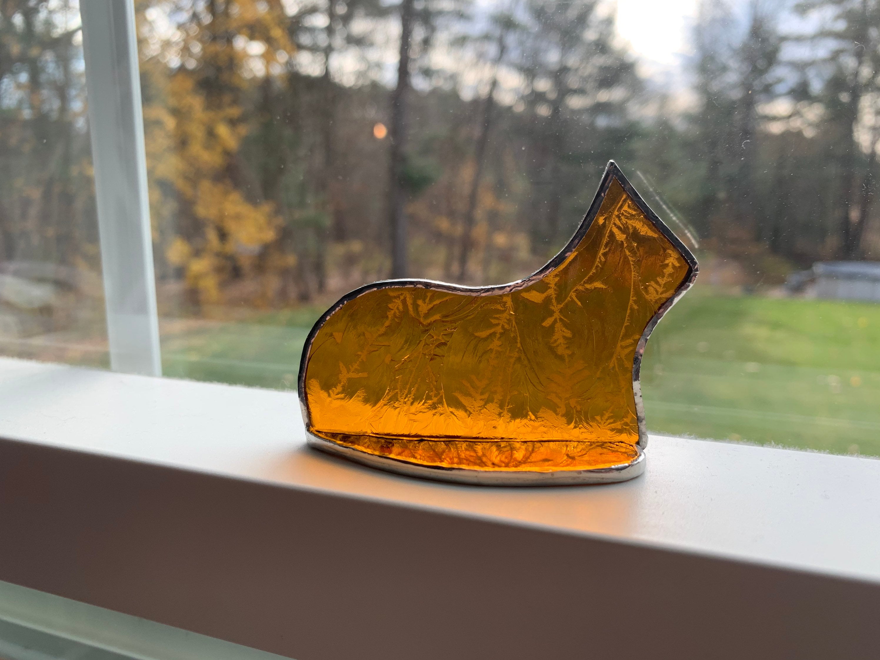 Small Standing Stained Glass Cat Suncatcher Ornament