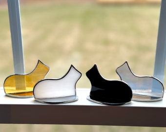 Small Standing stained glass cat suncatcher ornament