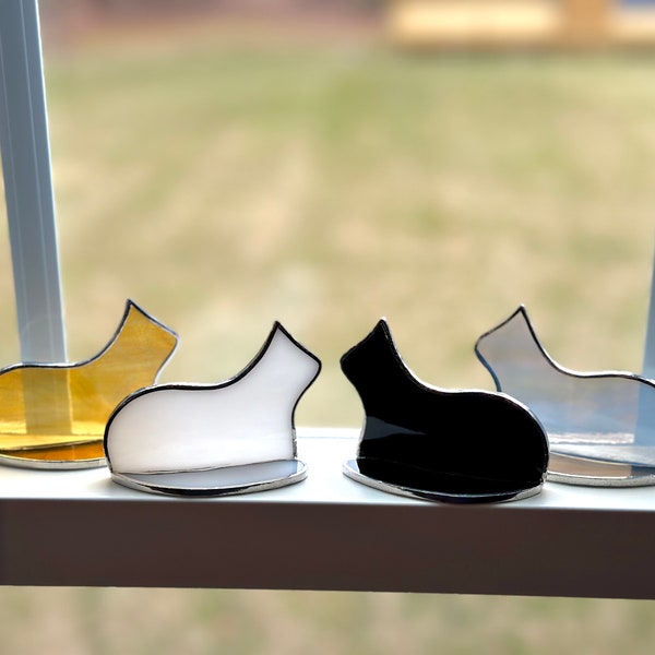 Small Standing stained glass cat suncatcher ornament