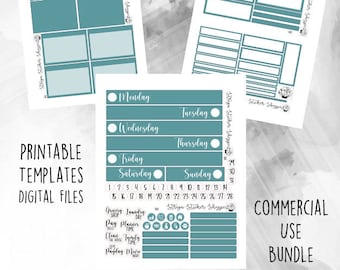 DESCARGA DIGITAL IMPRIMIBLE - Erin Condren / Happy Planner / Daily Duo / Dailyduo / Kit de pegatinas semanales personalizables - Paquete de uso comercial
