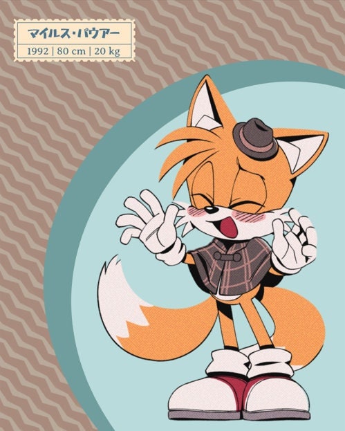 82905 - safe, artist:pukopop, miles tails prower (sonic), canine, fox,  mammal, red fox, sega, sonic the hedgehog (series), baby, cute, dipstick  tail, fluff, multiple tails, onesie, orange tail, sleepy, tail, tail fluff