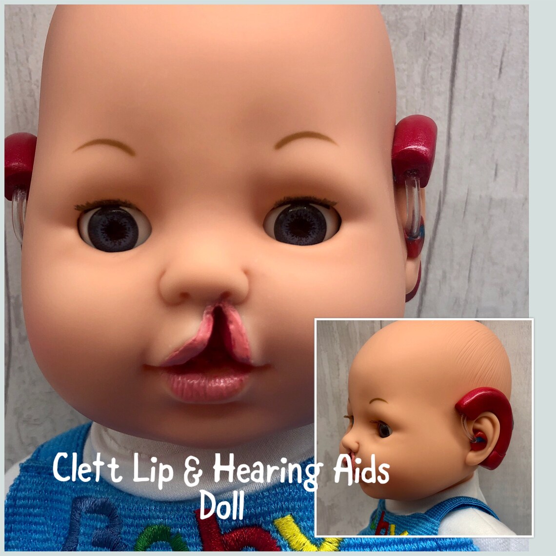 Cleft Lip Doll Blue Clothing Custom Made Add Hearing Aids Etsy