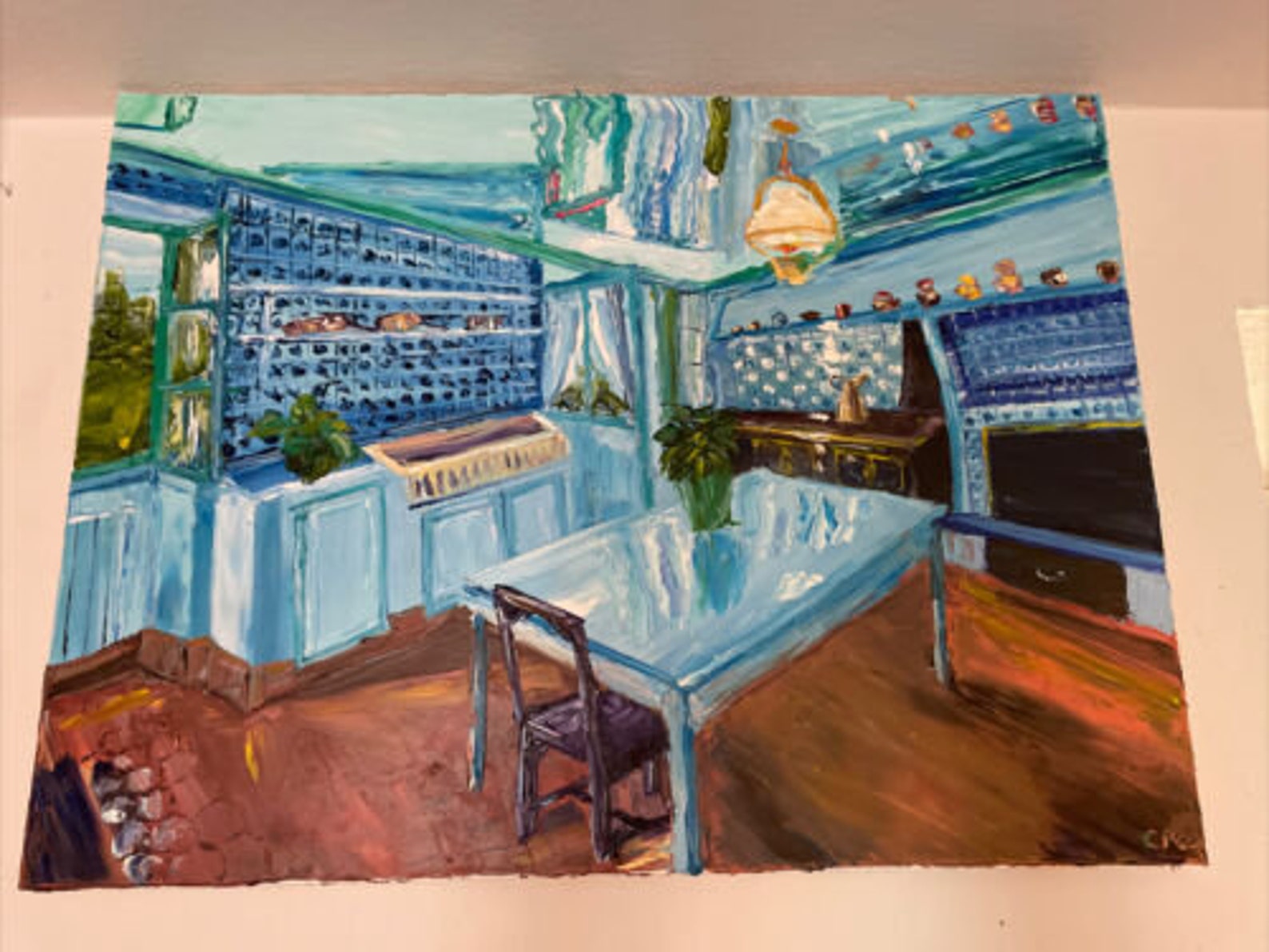 Claude Monet Kitchen Original Oil Painting Impressionism | Etsy