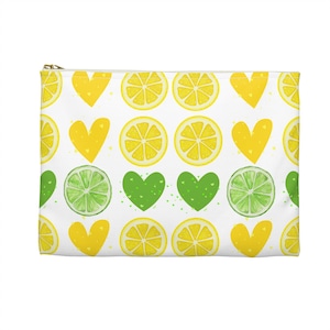 Lemon Print Accessory Pouch for Everyday Essentials, Trendy Makeup Bag, Zippered Organizing Pouch, Gift for Citrus Lovers, Summer Vibes