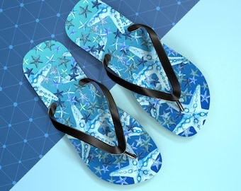 Starfish Print Flip-Flops: Tropical Beach Sandals