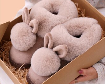 cute plush slippers