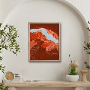 Antelope Canyon Desert Art Print, Modern Boho Artwork, Mountain Wall Art, Southwestern Home Decor, Desert Painting, American Landscape