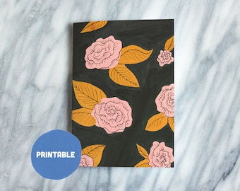 Rose Pattern Printable Greeting Card//Blank Inside//General Greeting Card//Floral Illustration
