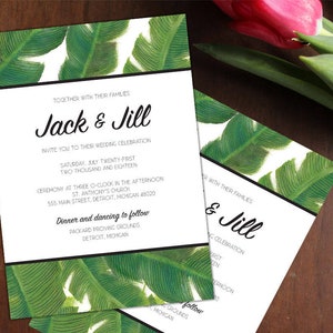 Banane feuille imprimer mariage Invitation Kit - RSVP, Save the Date, carte de remerciement, palm print