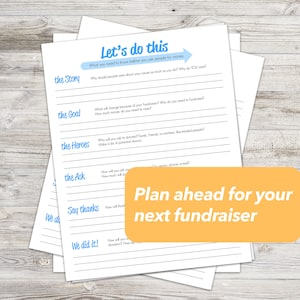 Fundraiser Worksheet - How to ask for donations, Fundraising Guide, Fundraising Planner