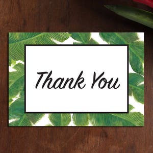 Banana Leaf Print Thank You Card - Printable, instant download, palm leaf print
