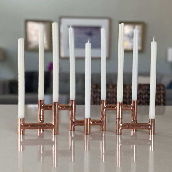 Copper Candelabra - (5, 7 or 9) Five, Seven or Nine Candle - 5/8" Candle Holder