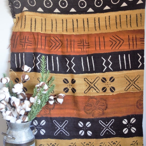 Vintage Authentic African Mud Cloth,Textile,African Mudcloth Throw,Wall Hanging,Bogolan Fabric,Mudcloth Bedding, Blanket, Mother's day Gift