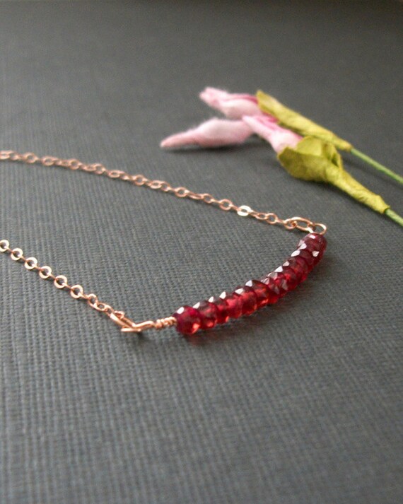 Rose Gold Filled Gemstone Necklace Raspberry Garne