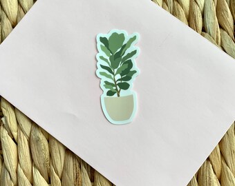 Clear back ground fiddle leaf fig Sticker, Clear floral, waterproof sticker, Floral Sticker, laptop sticker, stickers for cups