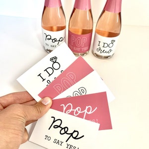 Bridal Mini Champagne Bottles Labels, Bridesmaid Proposal Pop to say yes, Bridesmaid Maid of Honor, Proposal Label, Printed Champagne Labels image 2