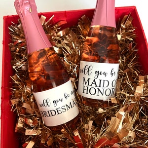 Will you be my Bridesmaid Mini Champagne Bottles Label, Bridesmaid Proposal, Maid of Honor Proposal Label, Champagne Label Bridesmaid Gift