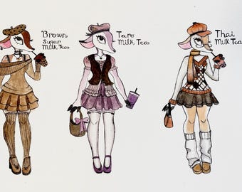 Boba Milk Tea Deer Furry Adoptables