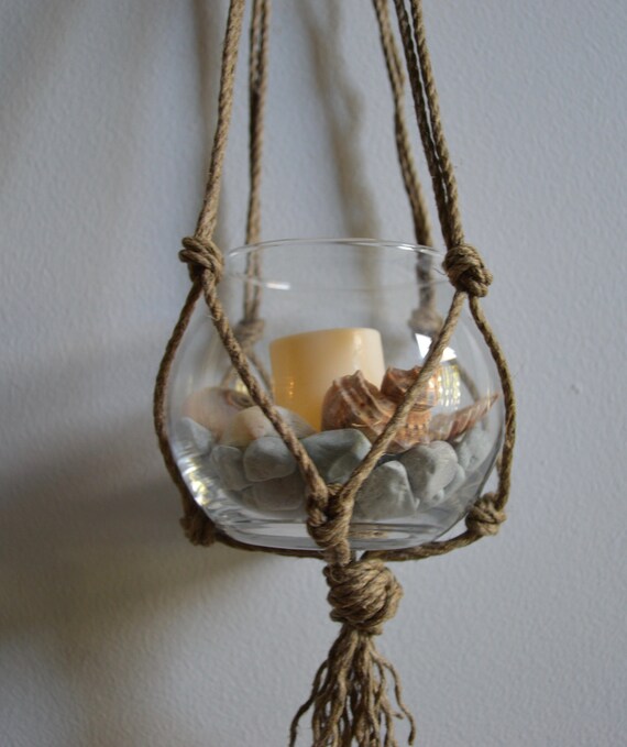 Hemp Rope Macrame With Flameless Candle Etsy