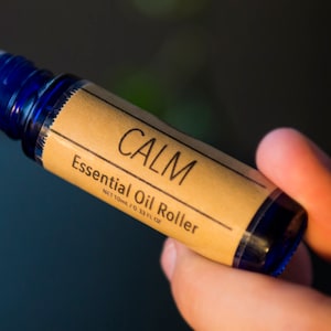 Calming Essential Oil Roller (Lavender, Cedarwood, Majoram, Rosemary) for Anxiety, Stress and Balance