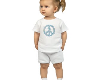 Hand-Drawn Boho Peace Symbol Baby T-Shirt – Pastel Colors