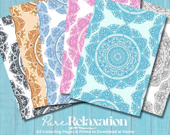 Spring Mandala Coloring Pages: A3 Printable Art (Digital Download)