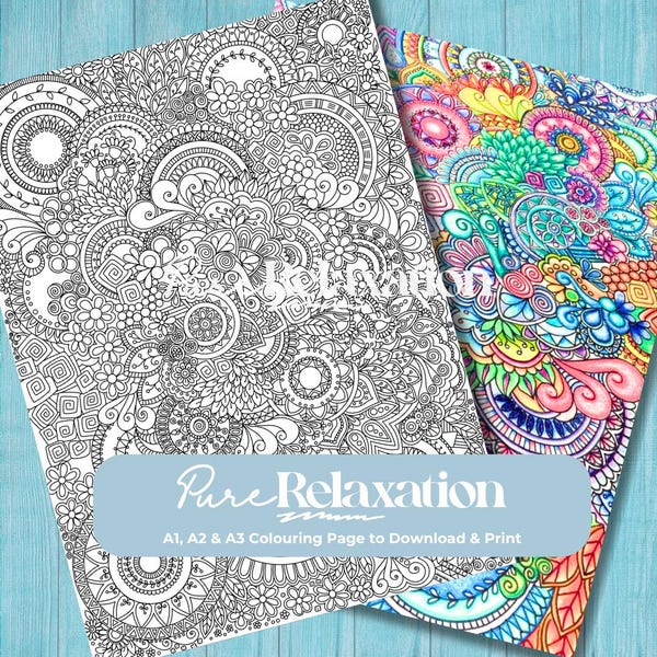 Mandala-kleuruitdaging: grote A1/A2/A3-afdruk (pdf-download)