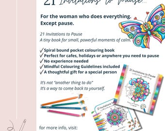 Pocket Mandala Coloring Book, 21 Hand-Drawn Designs, Mindful Self-Care Practice