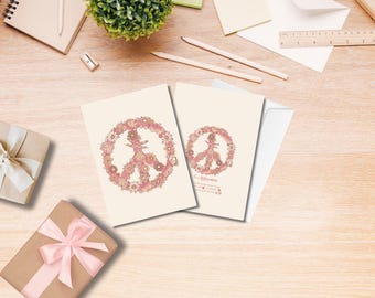 Boho Peace Symbol Cards: Rose Palette Greeting Cards (Pack of 10)