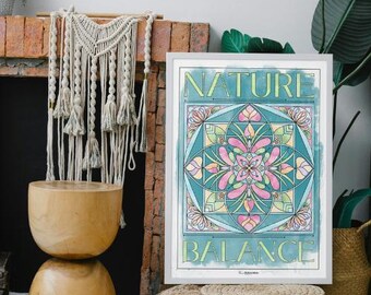 Tropical Mandala Coloring Page: Adult Colouring Card & Poster (Digital Download A3/A6/A4 Prints)