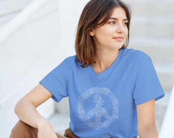 Boho Floral Peace T-Shirt | Heavyweight Unisex Crewneck | Good Vibes Gift for the Free Spirit