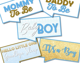 DIGITAL FILE**Boy Baby Shower Photo Booth Props - Baby Shower Props - Baby Boy Photo Props - Photo Sign for Baby - Baby Photobooth Prop