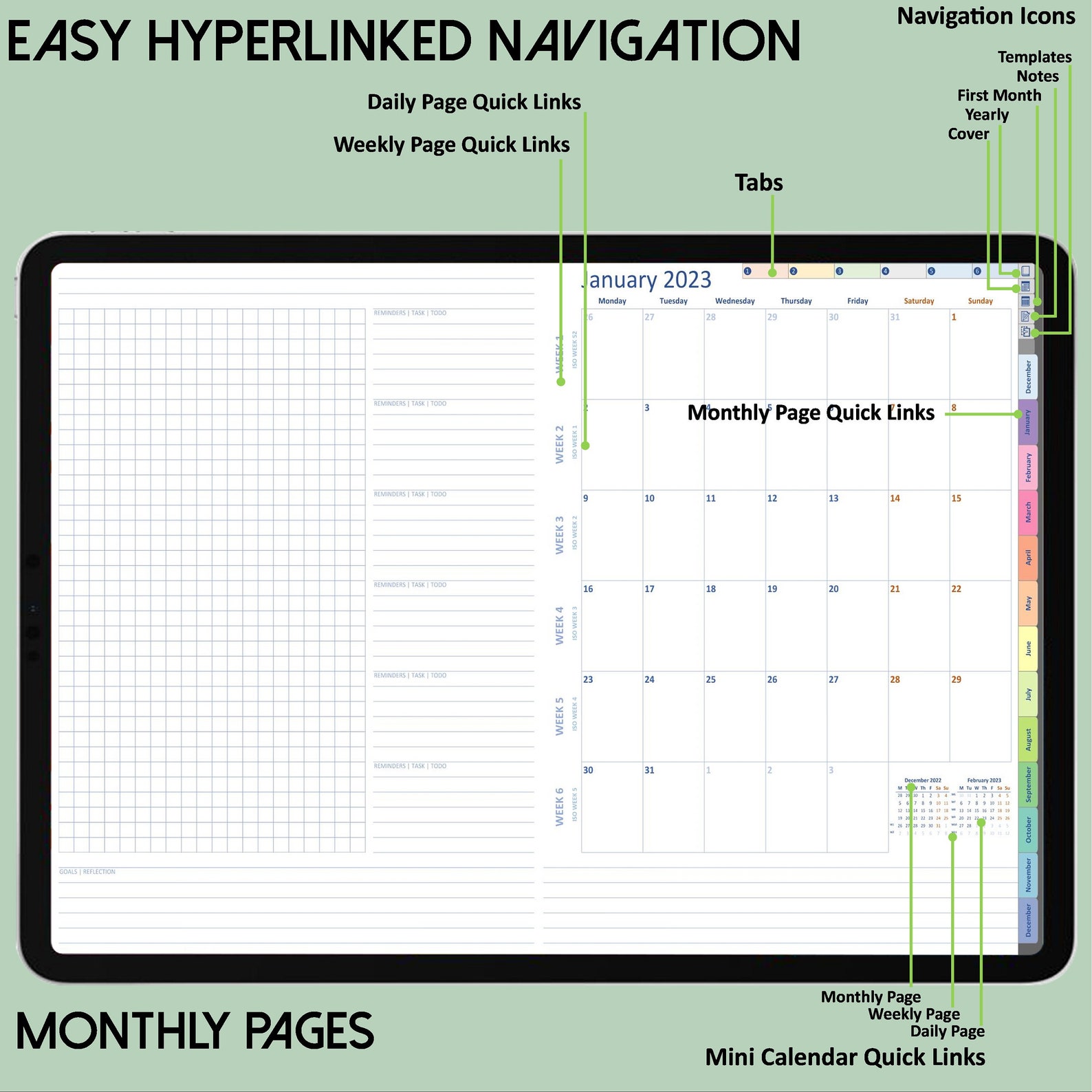 2023 Daily Planner Horizontal Layout Printable Weekly Planner Etsy Canada