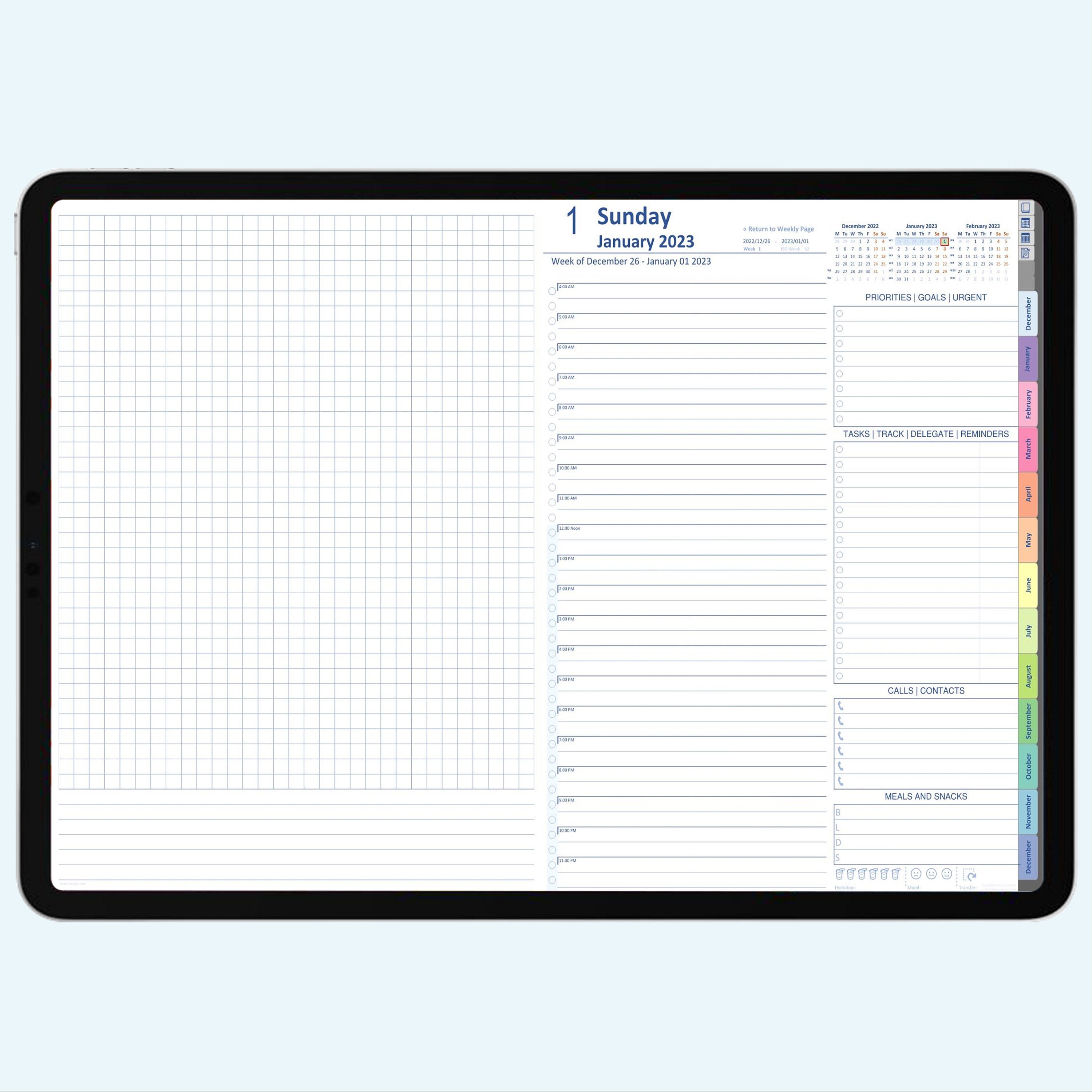 Daily Digital Planner Horizontal Layout Work Planner Etsy Canada