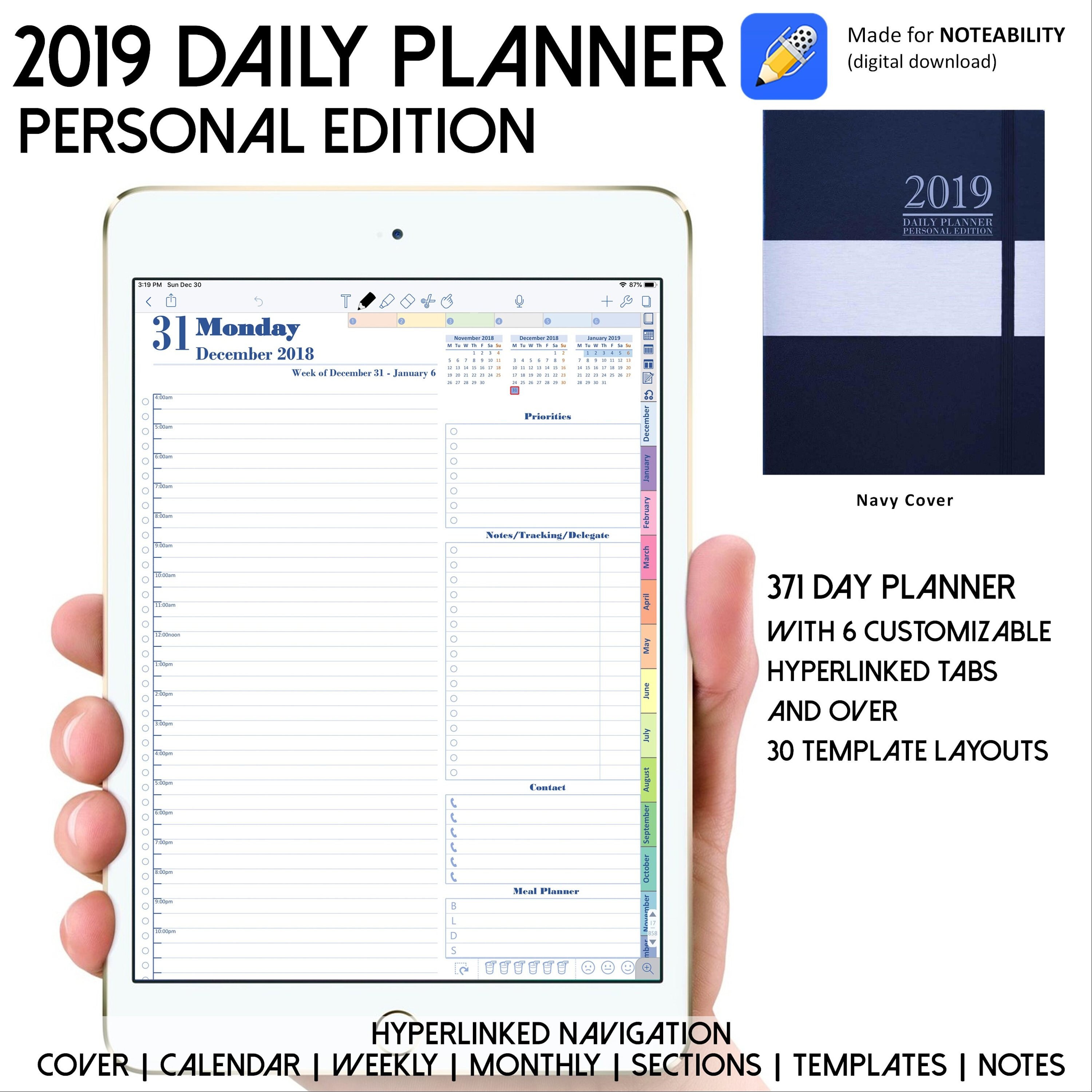 academic daily planner personal edition ipad planner navy cover academic daily planner