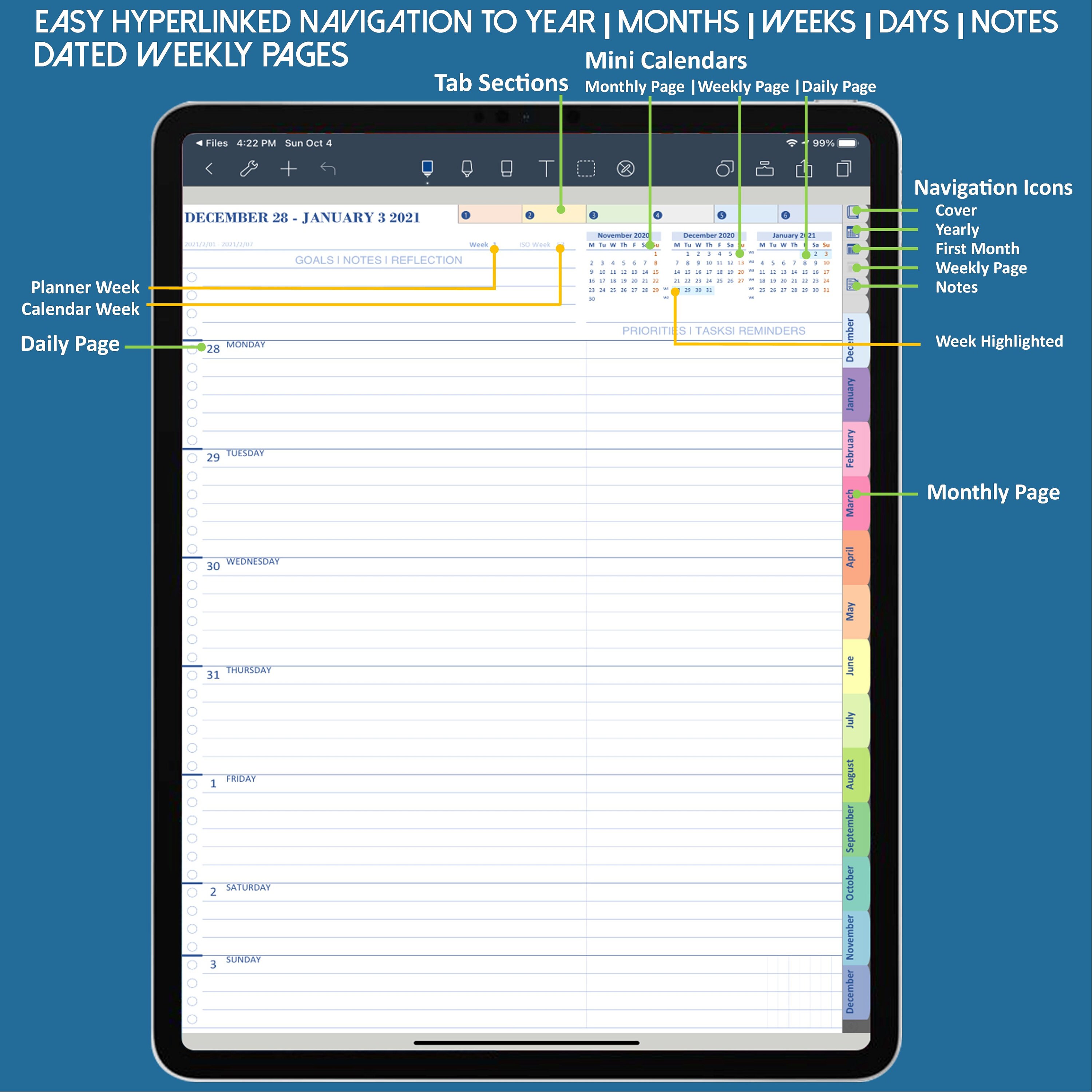 Noteshelf Digital Planner Daily Planner Journal Notebook Etsy