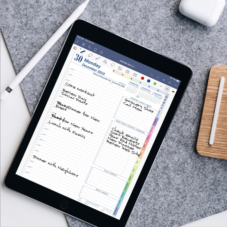 Daily Planner GoodNotes iPad Tablet Personal Business Planner Etsy