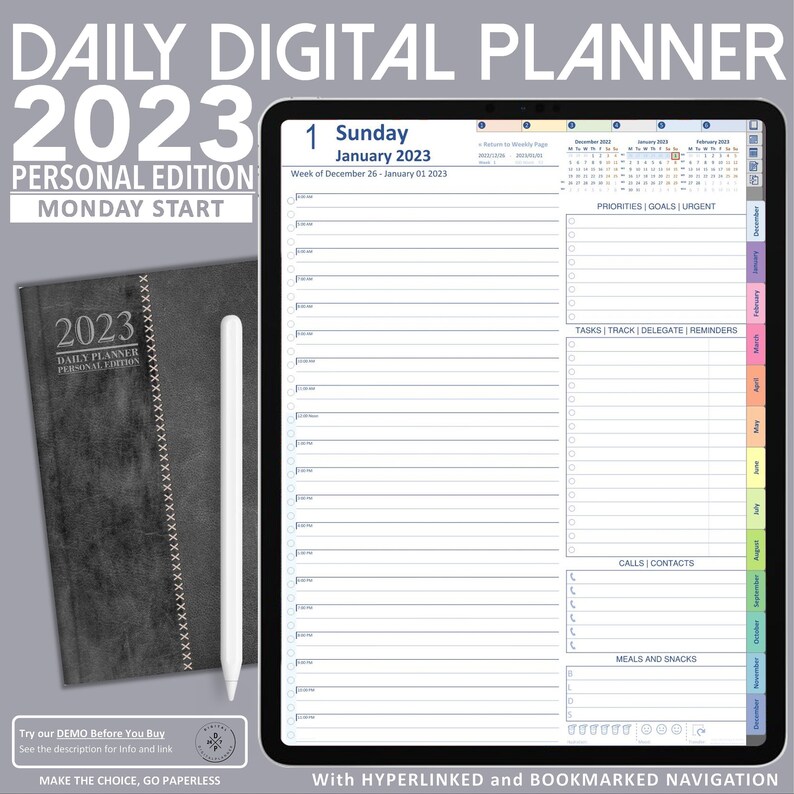 Digital Daily Planner 2023 Notability Goodnotes Noteshelf Etsy Canada