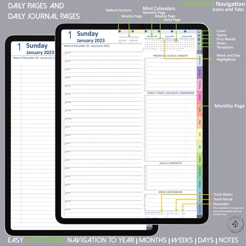 Digital Daily Planner 2023 Notability Goodnotes Noteshelf Etsy Canada