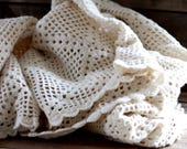French crochet handmade. Wool crochet knit. Vintage blanket. French bedspread. Boho bedspread crocheted. Vintage quilt. French boho boutis.