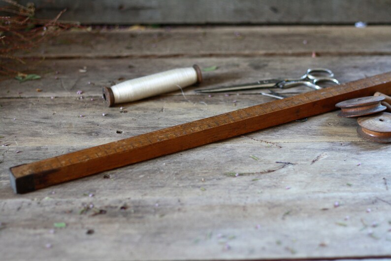 French Antique Seamstress Meter Wooden Measure 50